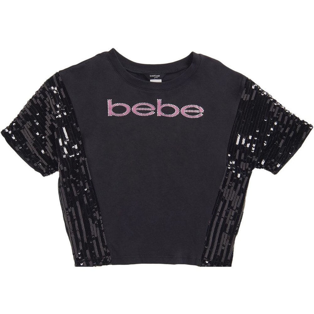 bebe Girls Sequin Embellished Short Sleeve Tee